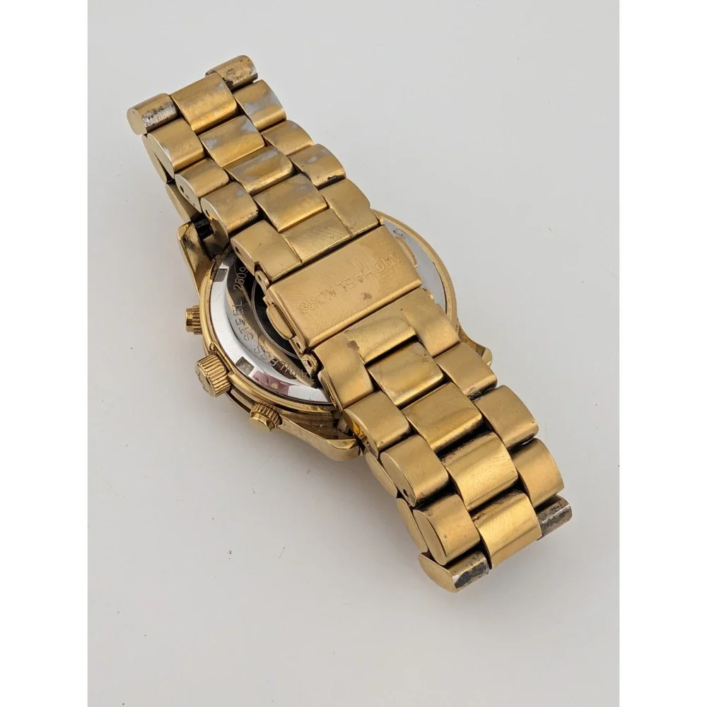 Michael Kors Runway MK-5055 Womens Watch 37mm Gold Chronograph- New Battery